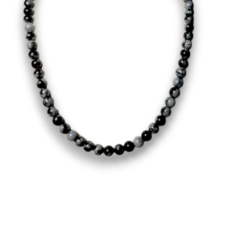 Colar de Obsidiana Flocos de Neve